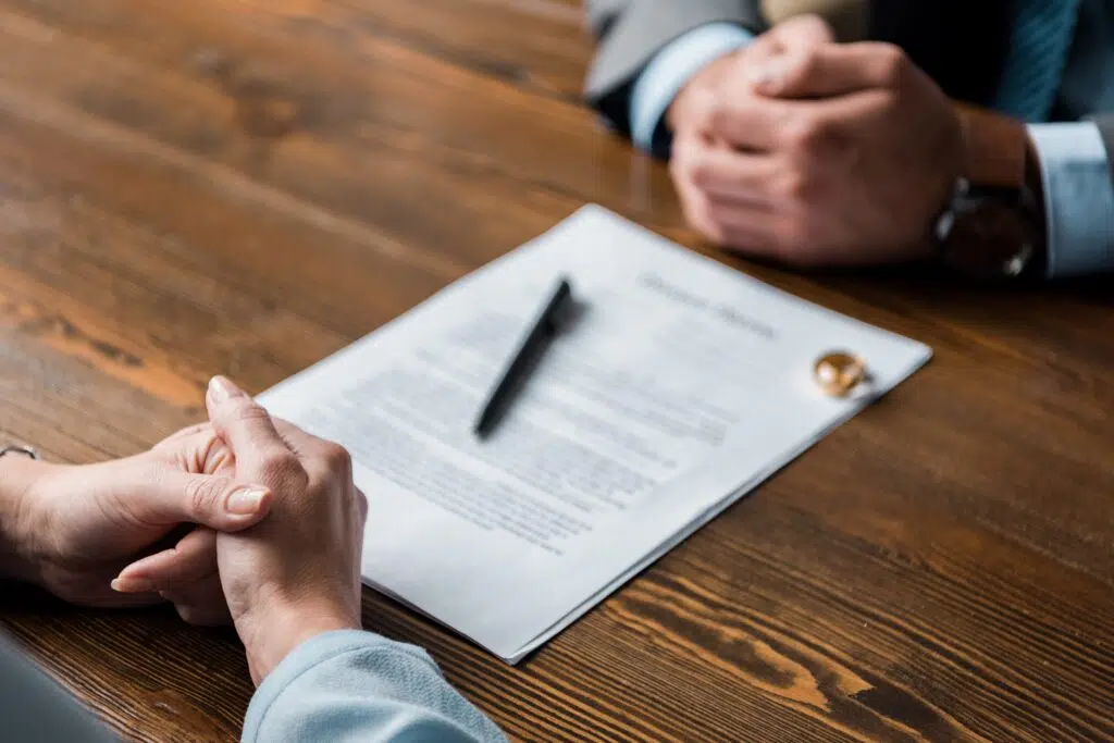 Two Individuals in a Formal Meeting | Divorce Lawyer Seattle | The Hemmat Law Group