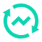 Teal circle with two arrows rotating around jagged line | mediation services | The Hemmat Law Group