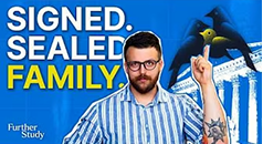 Signed Sealed Family graphic with host holding documents | Hemmat Law Group