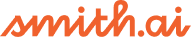 Smith.ai logo in orange script on a transparent background | Hemmat Law Group