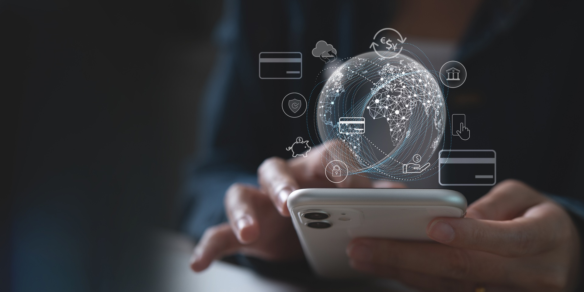 Person using smartphone with digital security icons displayed | Hemmat Law Group