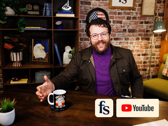 Bearded man speaking at a desk with YouTube graphic | Hemmat Law Group