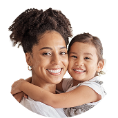 Mother and child hugging, cutout portrait | Hemmat Law Group
