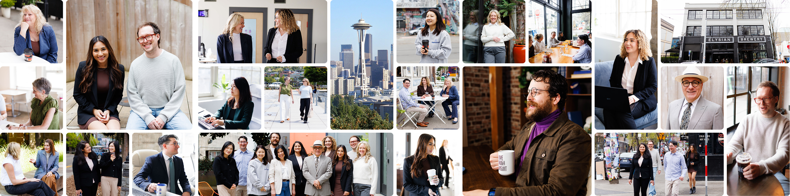 Collage of professionals and Seattle cityscape | Hemmat Law Group