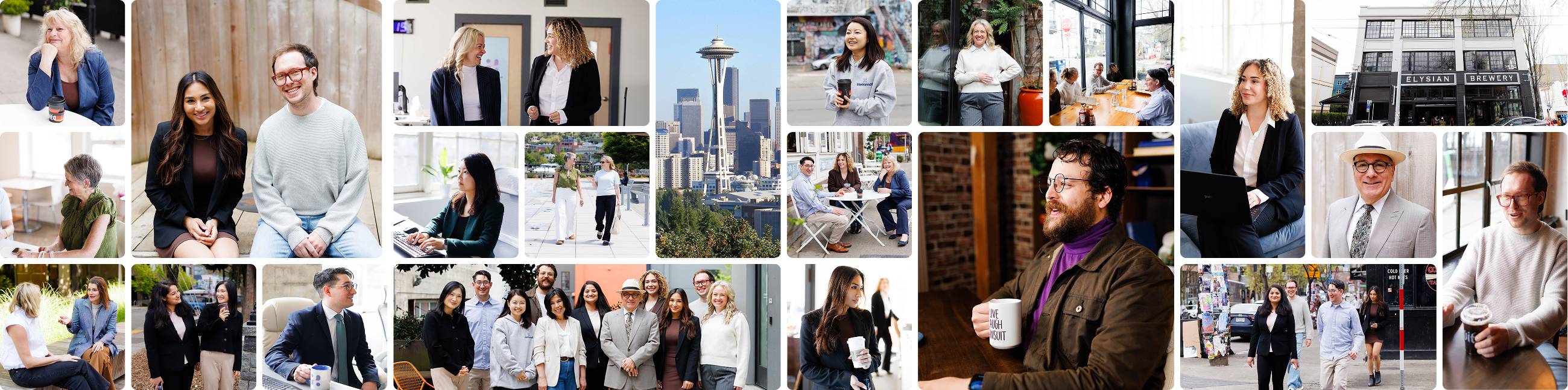 Collage of Hemmat Law team members and Seattle city scenes | Hemmat Law Group